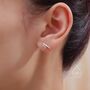 Sterling Silver Crystal Robin Bird Stud Earrings, thumbnail 7 of 12