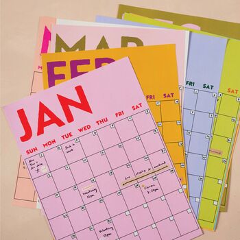 Undated A3 Wall Planner | Sunday Start | Colour Burst, 3 of 8