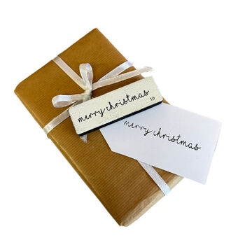 Large Merry Christmas Rubber Stamp For Holiday Crafting D10, 2 of 5