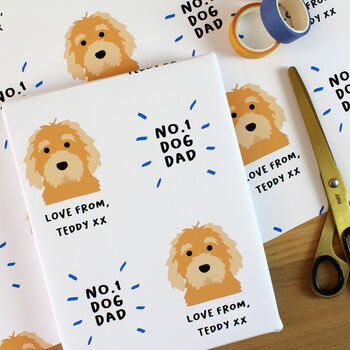 Personalised No.One Dog Dad, Father's Day Wrapping Paper, 3 of 12