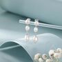 Sterling Silver Irregular Shaped Freshwater Pearl Trio Drop Hook Earrings, thumbnail 4 of 12