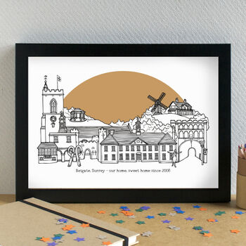 Reigate Skyline Art Print Unframed, 2 of 6