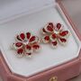 Monaco D’or Gold Pavé Trefoil Flower Charm Stud Earrings, thumbnail 4 of 5