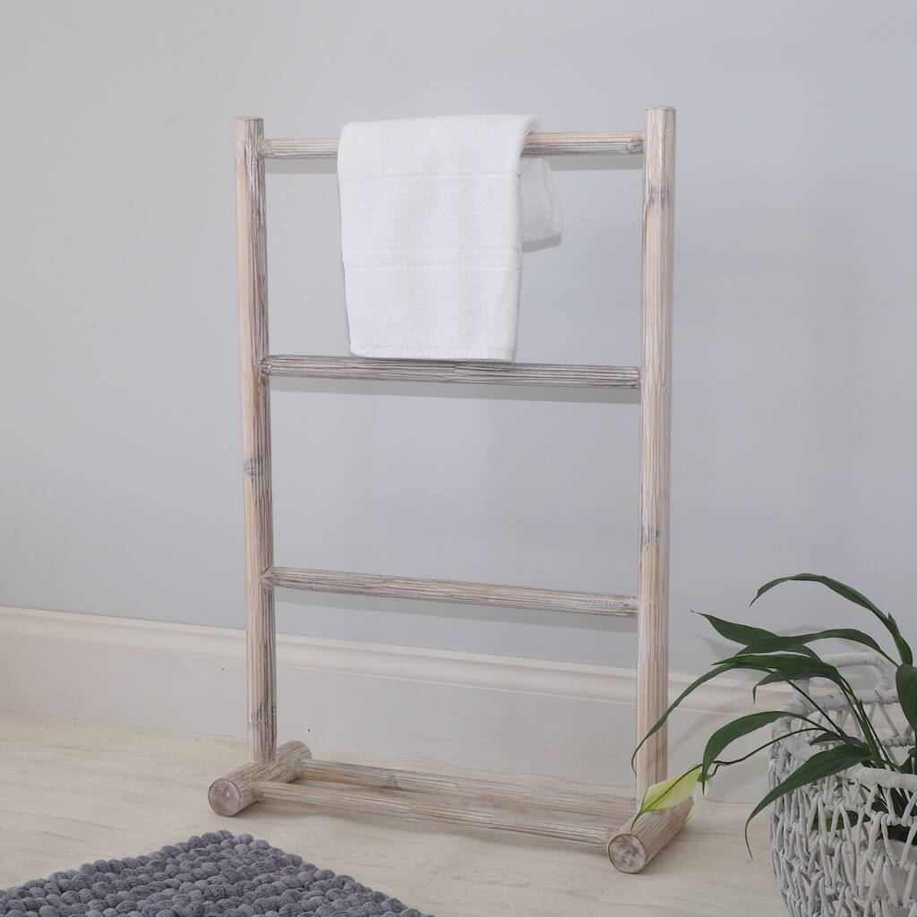 Wooden Towel Rack White Bathroom By Za Za Homes