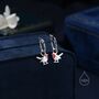 Sterling Silver Robin Bird Dangle Huggie Hoops, thumbnail 3 of 10