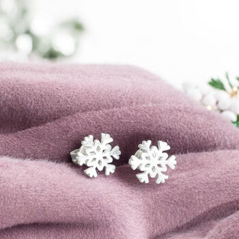 Silver Plated Snowflake Stud Earrings, 3 of 7