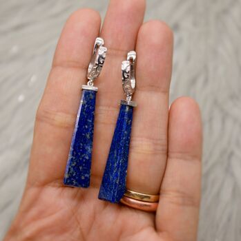 Lapis Lazuli 925 Silver Earrings, 8 of 9