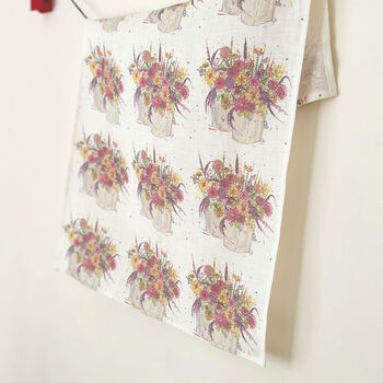 Summer Garden Pots Linen Tea Towel, 4 of 4