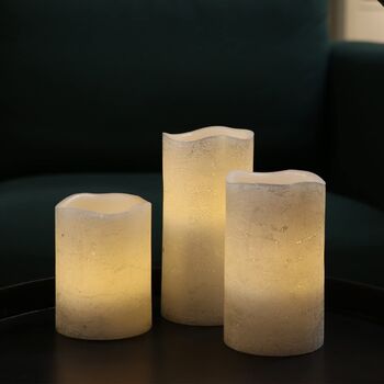 Set Of Three Silver Flameless LED Candles, 4 of 7