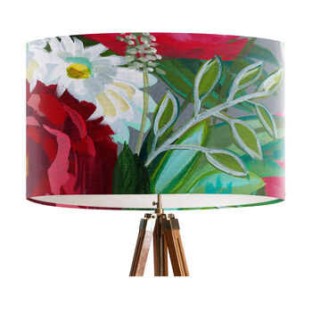 Scarlet Heaven, Modern Floral Red And Green Lampshade, 3 of 4