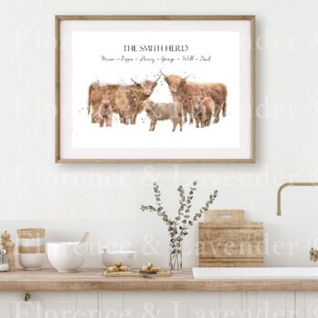 Personalised Highland Cow Family Print, 3 of 3