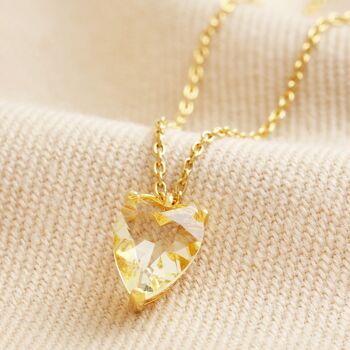 Faceted Crystal Heart Pendant Necklace In Gold, 3 of 7