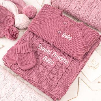 Cosy Pink Baby Girl Knitted Gift Set, 5 of 12