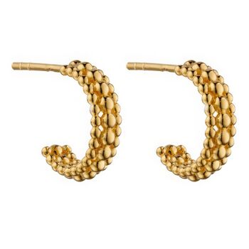 18ct Gold Plated Beaded Hoop Earrings, 4 of 8