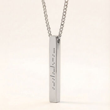 Morse Code Necklace Personalised Four Sided Bar Pendant, 4 of 10