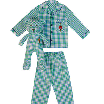 Eric Kids Check Pyjama Set With Matching Teddy Bear, 2 of 7