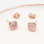 Rose Gold Plated And Semi Precious Rose Quartz Earrings, thumbnail 4 of 10