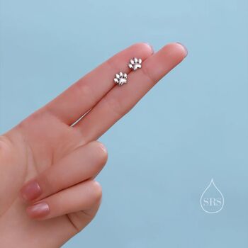 Cat And Dog Paw Stud Earrings In Sterling Silver, 2 of 9