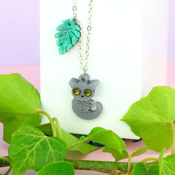 Bushbaby And Leaf Charm Necklace, 4 of 5