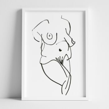 Linear Life Drawing Figure Monochrome Riso Print On Recycled Paper, 6 of 8