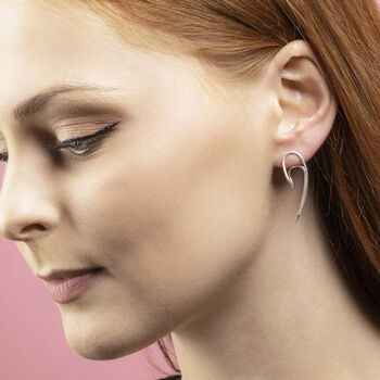 Statement Curled Wishbone Sterling Silver Stud Earrings, 4 of 7