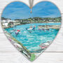 Coverack Wooden Hanging Heart, Collage Art Of Cornwall, thumbnail 1 of 2