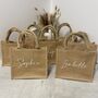 Personalised Square Jute Lunch Bridesmaid Top Handle Gift Bag, thumbnail 5 of 9