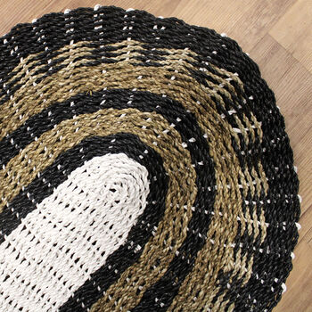 Oval Seagrass Black, White And Tan Classic 60x120cm, 3 of 3