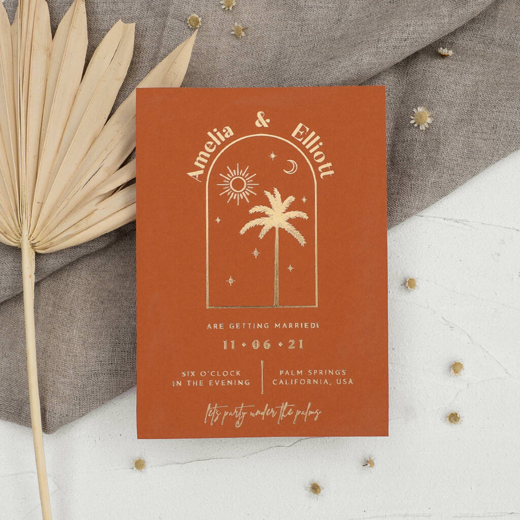 Boho Palm Wedding Invitation Suite, 1 of 12