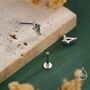 Sterling Silver Natural Kite Cut Moss Agate Internally Threaded Flat Back Earrings, thumbnail 4 of 11