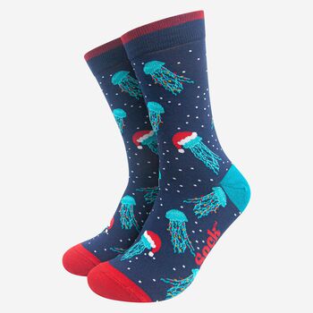 Men's Bamboo Socks Christmas Jellyfish, 2 of 5