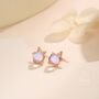 Sterling Silver Moonstone Star Stud Earrings, thumbnail 2 of 11