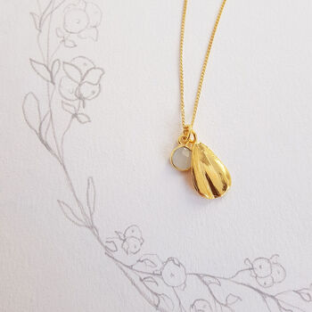 March Birthflower Birthstone Gold Plated Necklace 925, 6 of 8
