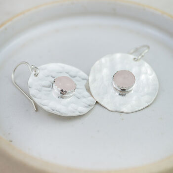 Sterling Silver Semi Precious Shield Earrings, 7 of 12