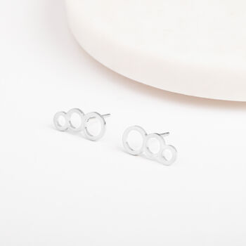 Silver Colour Triple Circle Ear Climber Earrings, 3 of 3