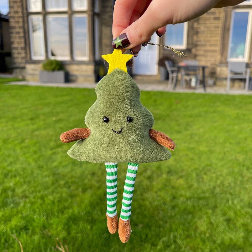 Padded Smiley Christmas Tree Decoration, 1 of 3