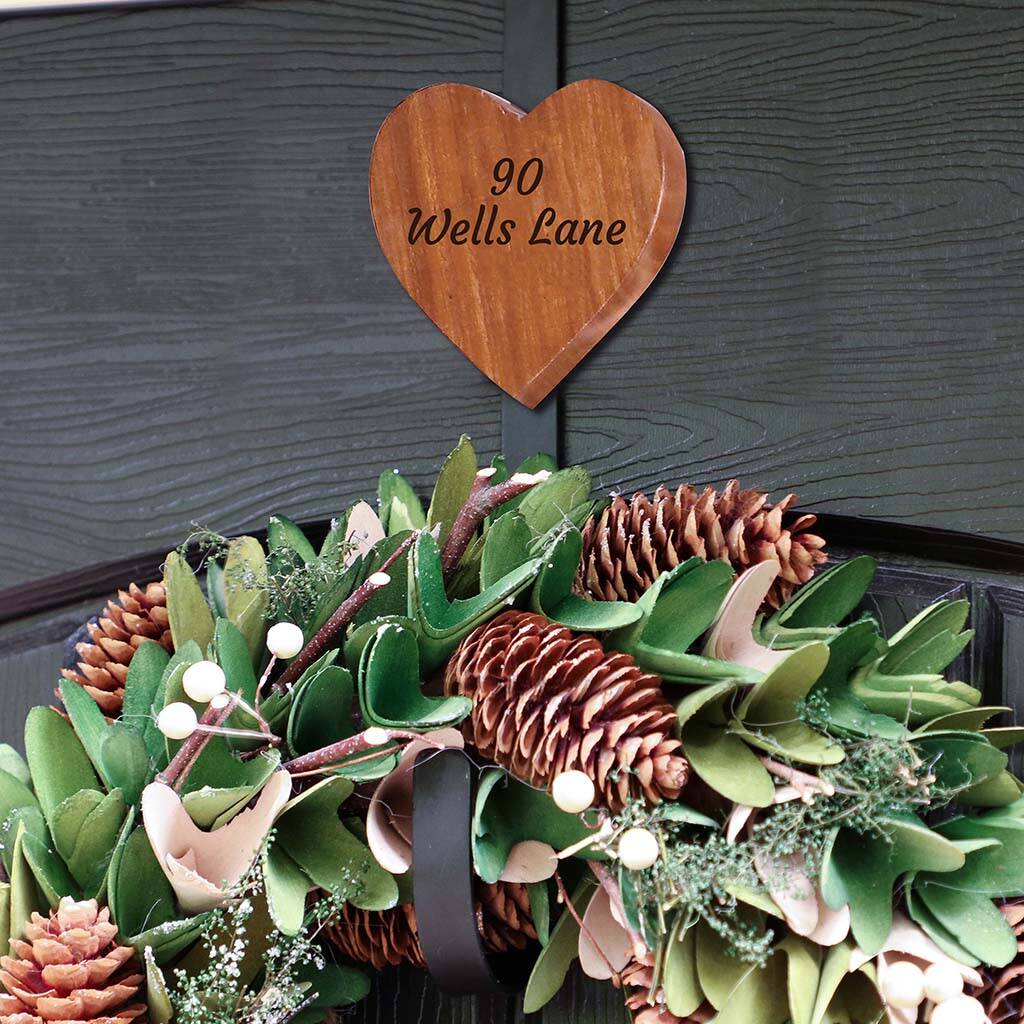 Personalised Wooden Heart Wreath Hanger, 1 of 4