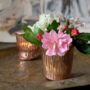 Set Of Three Antique Rose Gold Ribbed Tea Light Glass Votive, thumbnail 3 of 3