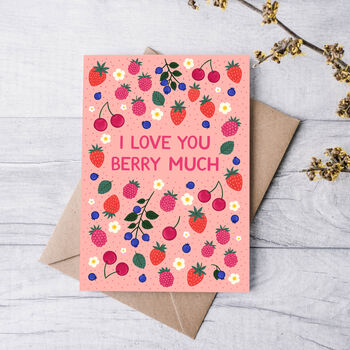 Cute I Love You Berry Much Valentine's Day Card, 2 of 3