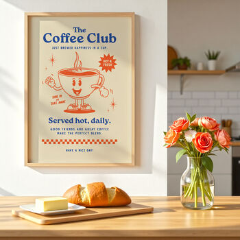 Coffee Club Retro Wall Art Poster Print, 6 of 12