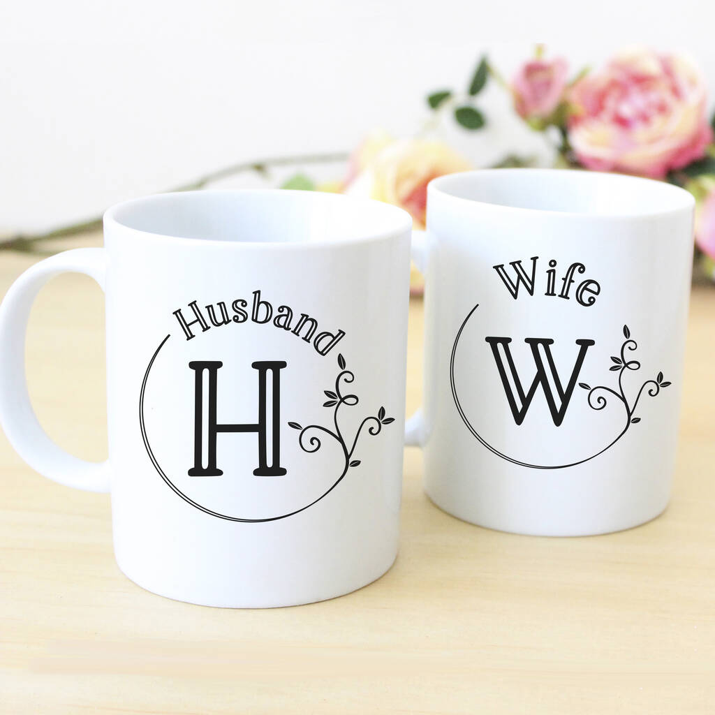 Husband And Wife Initial Monogram Personalised Mug Set By Chips Sprinkles Notonthehighstreet Com