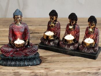 Antique Style Buddha Trio Candle Holder, 3 of 3