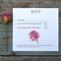 Pack 12 Cerise Rose Personalised RSVP Wedding Stationery, thumbnail 1 of 6