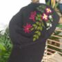 Black Cotton Cap With Hand Embroidered Flower, thumbnail 4 of 5