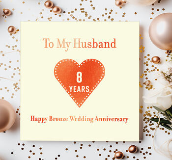 8th Bronze Wedding Anniversary Husband Card, 4 of 4