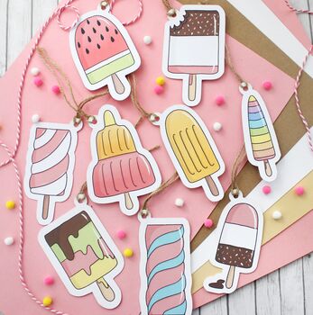 Illustrated Ice Lollies Gift Tags, Large, 6 of 10