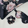 Silk Sleep Giftset Fleur Japonaise Midnight Blue Luxury Pillowcase Eye Mask And Scrunchie, thumbnail 2 of 11