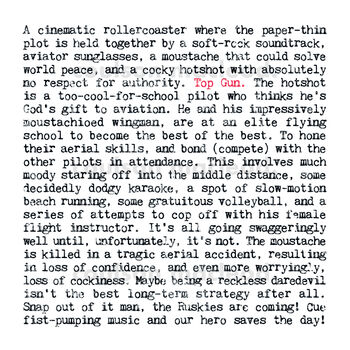 Top Gun Movie Plot A5 Print, Film Lover Gift, 2 of 5