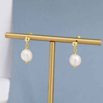 Genuine Baroque Pearl Dangle Stud Earrings, 7 of 12