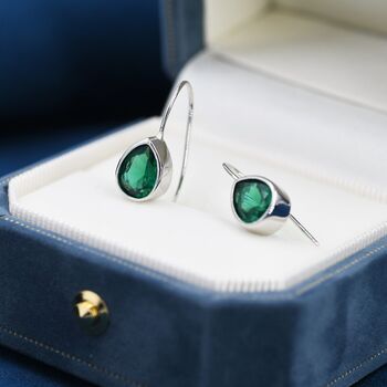 Emerald Green Droplet Drop Hook Earrings, 3 of 11